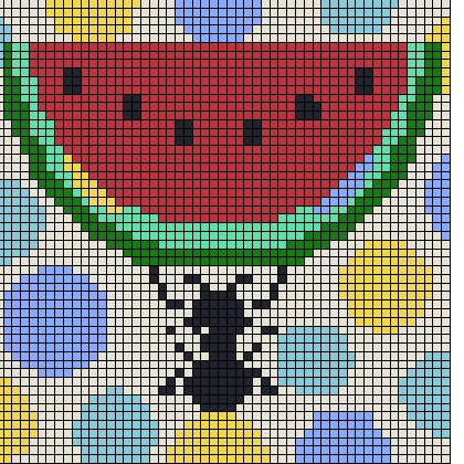 The same picture as a grid of colored blocks, the finished level board